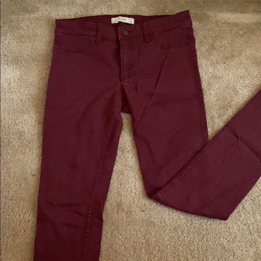 Abercrombie Maroon Skinny Jeans